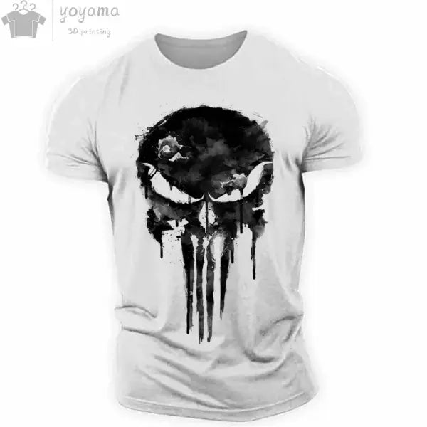 Men’s T Shirt 3d Print Military Patriotic Skull O-Neck T Shirt Oversized T-Shirt Short-Sleeved Tee Sportswear Men’s