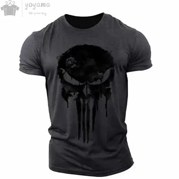 Men’s T Shirt 3d Print Military Patriotic Skull O-Neck T Shirt Oversized T-Shirt Short-Sleeved Tee Sportswear Men’s