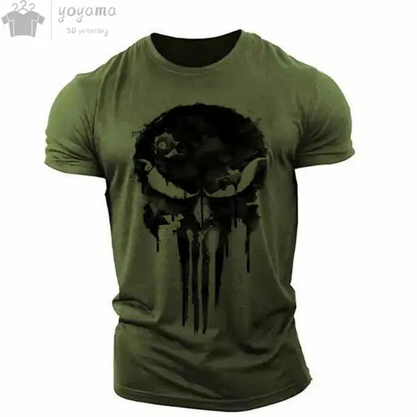 Men’s T Shirt 3d Print Military Patriotic Skull O-Neck T Shirt Oversized T-Shirt Short-Sleeved Tee Sportswear Men’s