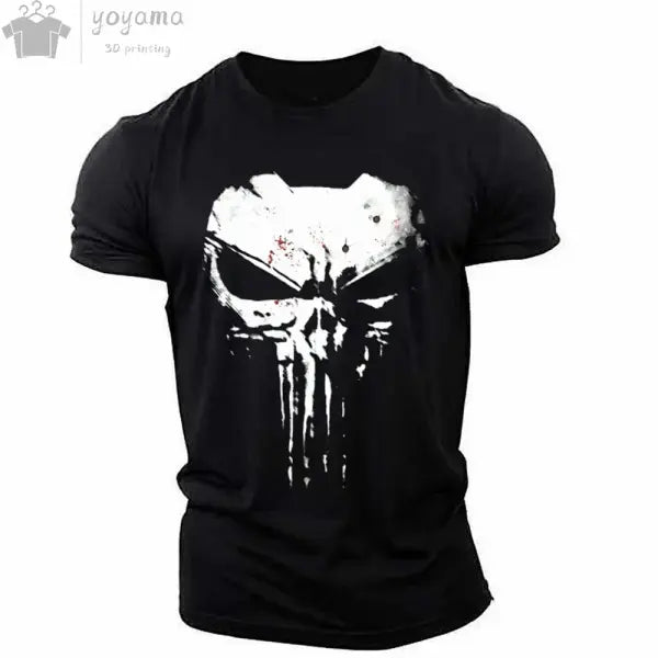 Men’s T Shirt 3d Print Military Patriotic Skull O-Neck T Shirt Oversized T-Shirt Short-Sleeved Tee Sportswear Men’s