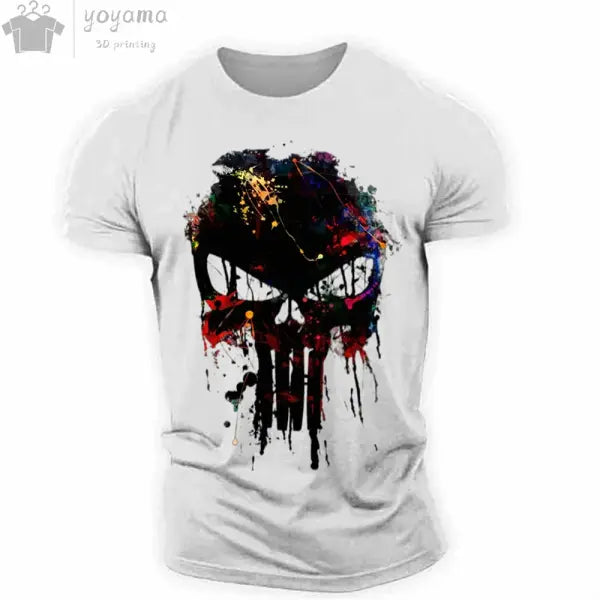 Men’s T Shirt 3d Print Military Patriotic Skull O-Neck T Shirt Oversized T-Shirt Short-Sleeved Tee Sportswear Men’s
