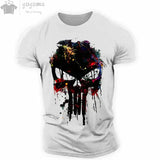 Men’s T Shirt 3d Print Military Patriotic Skull O-Neck T Shirt Oversized T-Shirt Short-Sleeved Tee Sportswear Men’s