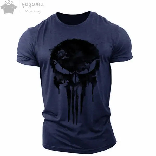 Men’s T Shirt 3d Print Military Patriotic Skull O-Neck T Shirt Oversized T-Shirt Short-Sleeved Tee Sportswear Men’s