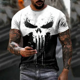 Men’s T Shirt 3d Print Military Patriotic Skull O-Neck T Shirt Oversized T-Shirt Short-Sleeved Tee Sportswear Men’s