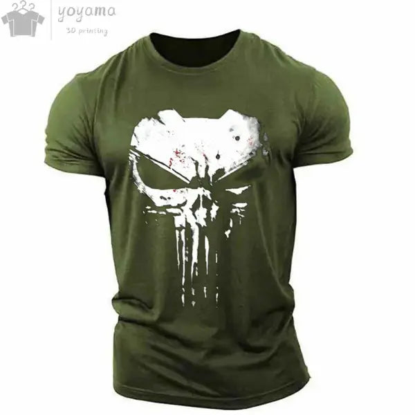 Men’s T Shirt 3d Print Military Patriotic Skull O-Neck T Shirt Oversized T-Shirt Short-Sleeved Tee Sportswear Men’s