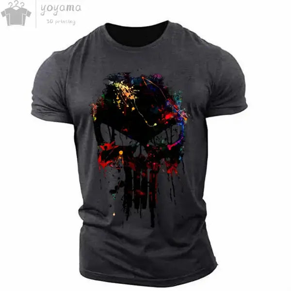Men’s T Shirt 3d Print Military Patriotic Skull O-Neck T Shirt Oversized T-Shirt Short-Sleeved Tee Sportswear Men’s