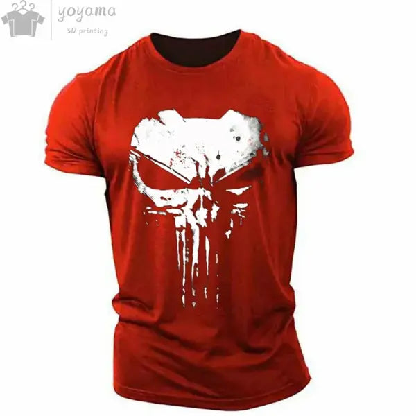 Men’s T Shirt 3d Print Military Patriotic Skull O-Neck T Shirt Oversized T-Shirt Short-Sleeved Tee Sportswear Men’s