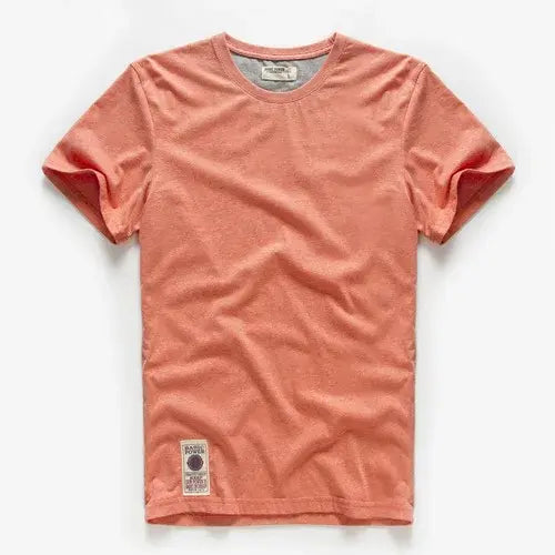 Men’s Premium 100% Cotton Solid Color Tee - Classic High-Quality Basic T-Shirt - Essential O-Neck Casual Top - orange30
