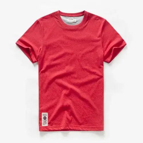 Men’s Premium 100% Cotton Solid Color Tee - Classic High-Quality Basic T-Shirt - Essential O-Neck Casual Top - Red46