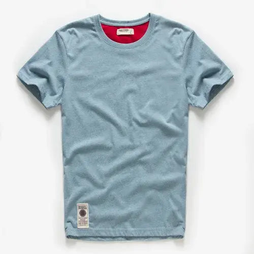 Men’s Premium 100% Cotton Solid Color Tee - Classic High-Quality Basic T-Shirt - Essential O-Neck Casual Top - Blue32