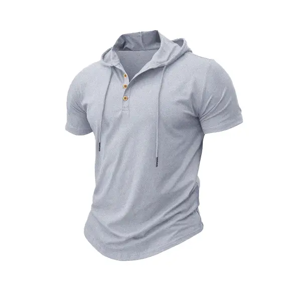 Men’s T Shirt Summer Slim Fitness Hooded Short-Sleeved Tees Male Lightweight Hoodie Fitness Breathable Sports Tops