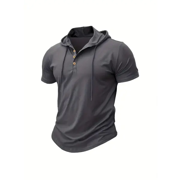 Men’s T Shirt Summer Slim Fitness Hooded Short-Sleeved Tees Male Lightweight Hoodie Fitness Breathable Sports Tops