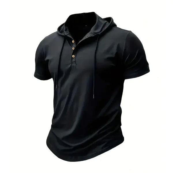 Men’s T Shirt Summer Slim Fitness Hooded Short-Sleeved Tees Male Lightweight Hoodie Fitness Breathable Sports Tops