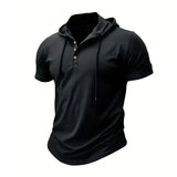 Men’s T Shirt Summer Slim Fitness Hooded Short-Sleeved Tees Male Lightweight Hoodie Fitness Breathable Sports Tops