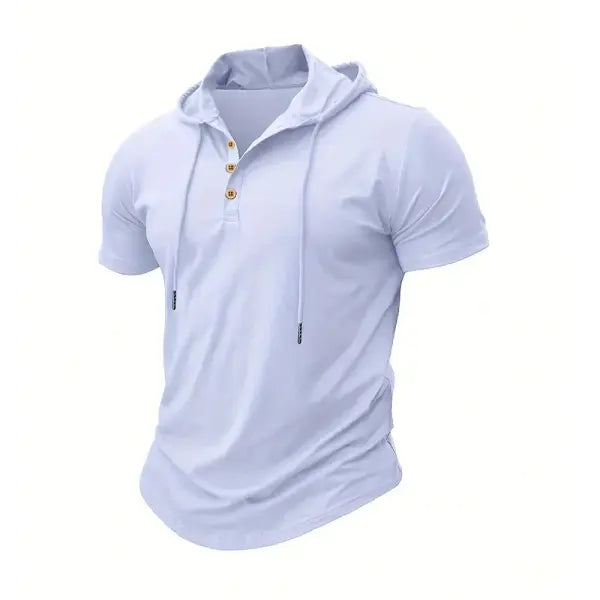 Men’s T Shirt Summer Slim Fitness Hooded Short-Sleeved Tees Male Lightweight Hoodie Fitness Breathable Sports Tops
