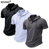 Men’s T Shirt Summer Slim Fitness Hooded Short-Sleeved Tees Male Lightweight Hoodie Fitness Breathable Sports Tops