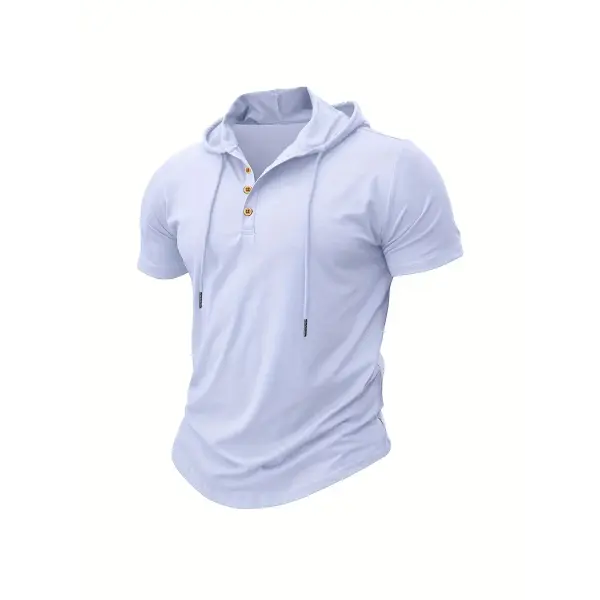 Men’s T Shirt Summer Slim Fitness Hooded Short-Sleeved Tees Male Lightweight Hoodie Fitness Breathable Sports Tops