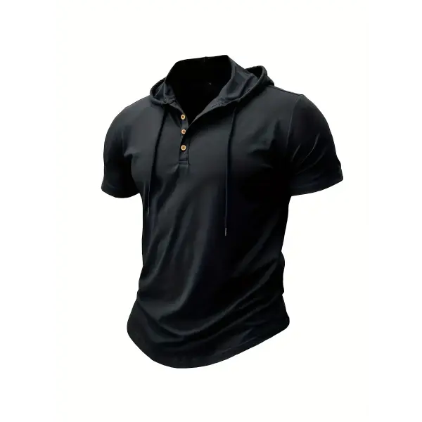 Men’s T Shirt Summer Slim Fitness Hooded Short-Sleeved Tees Male Lightweight Hoodie Fitness Breathable Sports Tops