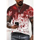 Men’s ’Problem Solved’ Bloody Graphic Tee - Horror Halloween Streetwear - Oversized Spooky Season Short Sleeve Top
