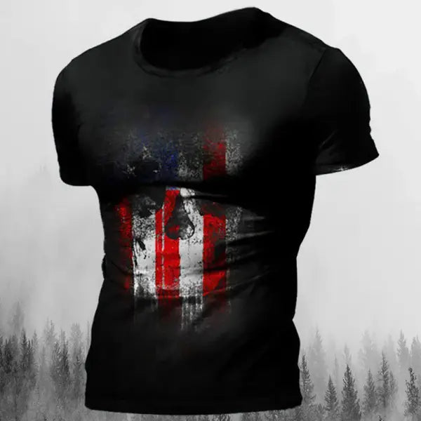 Men’s 3D Vintage Horror Skull Tee - Retro Rock & Hip Hop Streetwear - Oversized Punk Style Short Sleeve Top