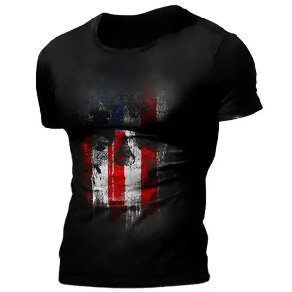 Men’s 3D Vintage Horror Skull Tee - Retro Rock & Hip Hop Streetwear - Oversized Punk Style Short Sleeve Top