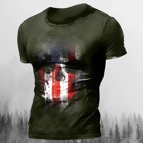 Men’s 3D Vintage Horror Skull Tee - Retro Rock & Hip Hop Streetwear - Oversized Punk Style Short Sleeve Top