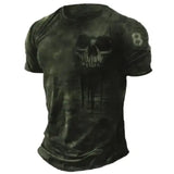Men’s 3D Vintage Horror Skull Tee - Retro Rock & Hip Hop Streetwear - Oversized Punk Style Short Sleeve Top