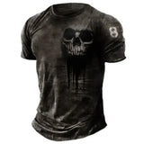 Men’s 3D Vintage Horror Skull Tee - Retro Rock & Hip Hop Streetwear - Oversized Punk Style Short Sleeve Top