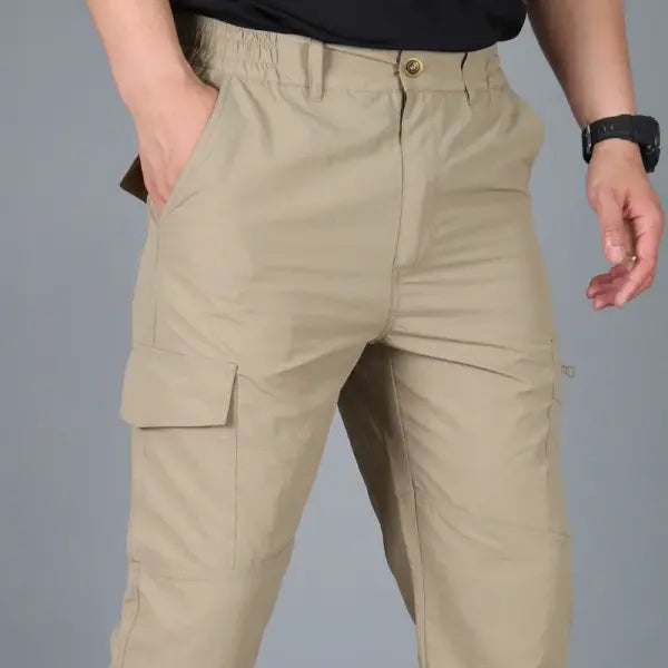 Men’s Tactical Cargo Pants Lightweight Waterproof Hiking Trousers - khaki / S
