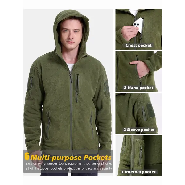 Men’s Tactical Fleece Jacket – Winter Hooded Military Outdoor Coat