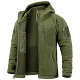 Men’s Tactical Fleece Jacket – Winter Hooded Military Outdoor Coat - Army green / US XXL