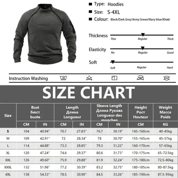 Tactical Hoodies Military Pullover Polyester Outdoor Hiking Comfort