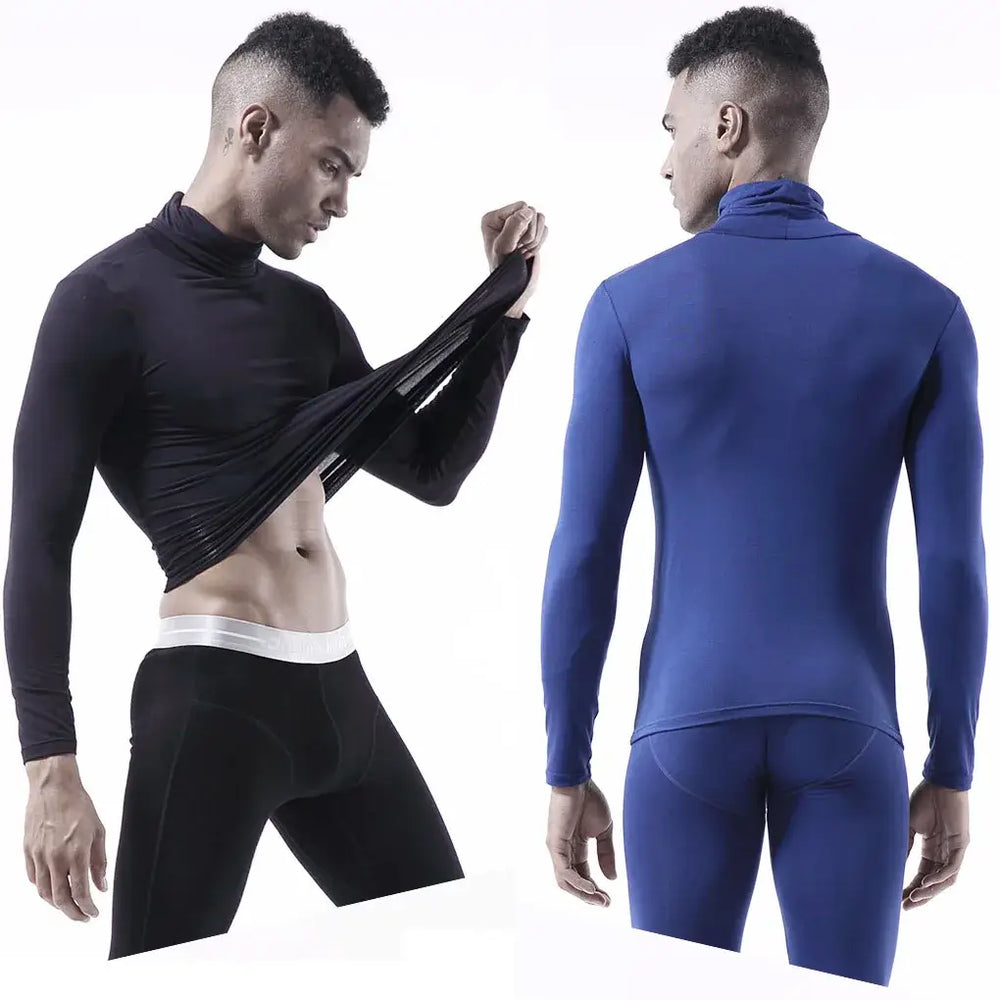 Mens thermal underwear modal turtleneck slim top for winter warmth