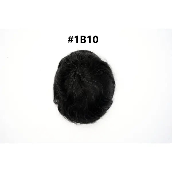 Mens Toupee Human Hair Piece Thin Skin V Loop Natural Hairline - 1B10# / 80% / 6 inches|China Mainland|6x8|free
