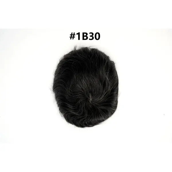 Mens Toupee Human Hair Piece Thin Skin V Loop Natural Hairline - 1B30 / 80% / 6 inches|China Mainland|6x8|free