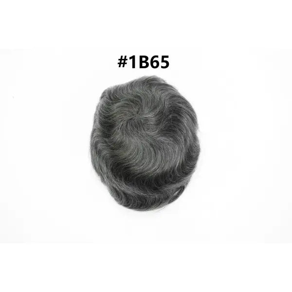Mens Toupee Human Hair Piece Thin Skin V Loop Natural Hairline - 1B65# / 100% / 6 inches|China Mainland|7x9|free