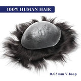 Mens Toupee Human Hair Piece Thin Skin V Loop Natural Hairline