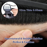 Mens Toupee Human Hair Piece Thin Skin V Loop Natural Hairline