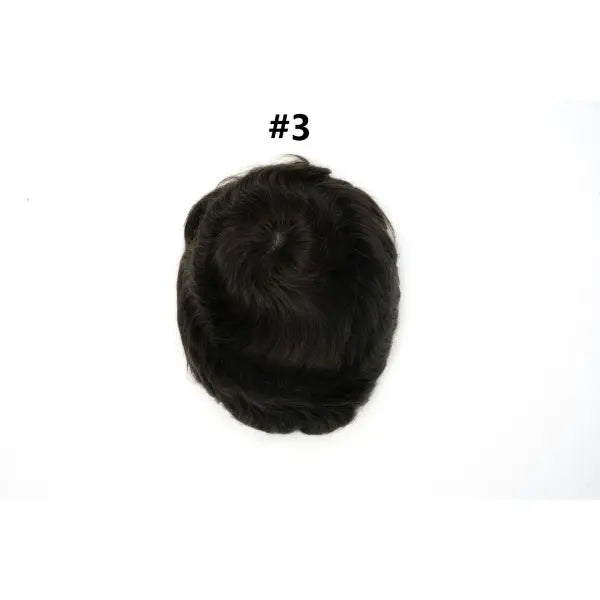 Mens Toupee Human Hair Piece Thin Skin V Loop Natural Hairline - 3# / 80% / 6 inches|China Mainland|6x8|free
