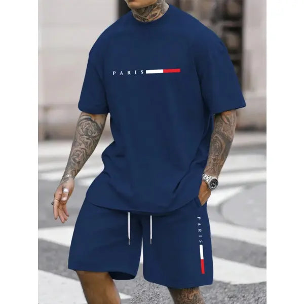 Mens tracksuit shorts set polyester for summer comfort - MBTZHFF250808A114 / 5XL