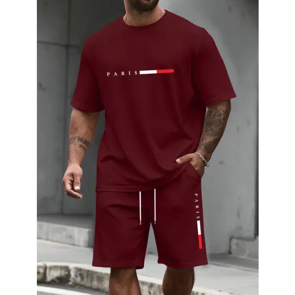 Mens tracksuit shorts set polyester for summer comfort - MBTZHFF250808A132 / 6XL