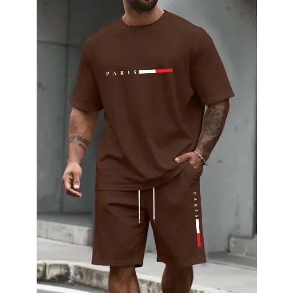 Mens tracksuit shorts set polyester for summer comfort - MBTZHFF250808A112 / L