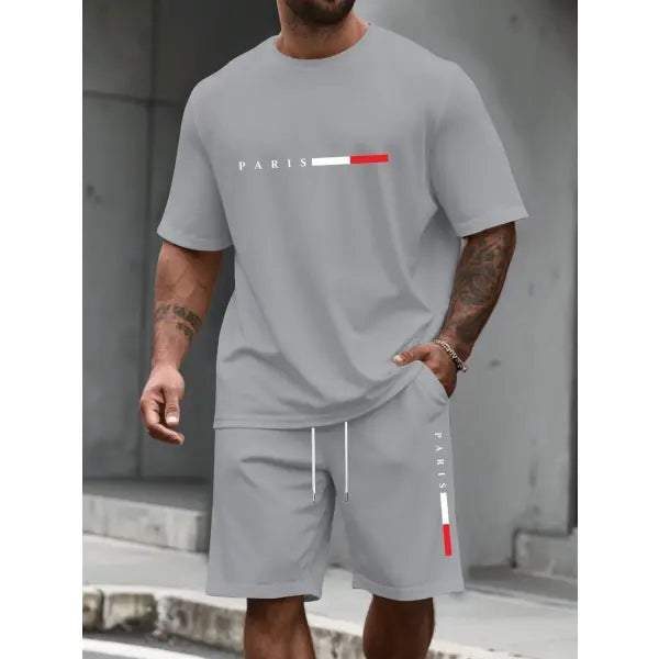 Mens tracksuit shorts set polyester for summer comfort - MBTZHFF250808A124 / 6XL