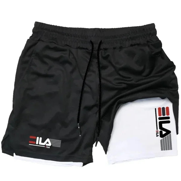 Men’s Two-in-One Sports Shorts - Breathable Quick-Drying Summer Running Bottoms - L / Picture color