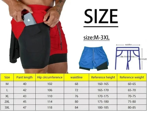 Men’s Two-in-One Sports Shorts - Breathable Quick-Drying Summer Running Bottoms