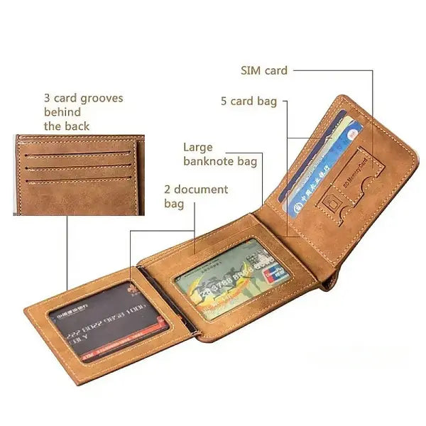 Leather billfold men cowhide wallet for luxury business style