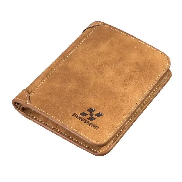 Leather billfold men cowhide wallet for luxury business style - Vertical-Coffee