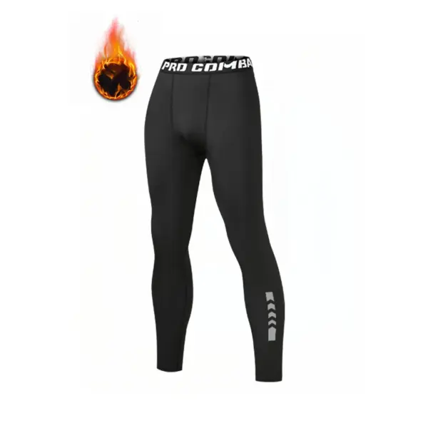 Men’s warm compression leggings sports training pants dry running leggings - 1 Pc Black Dots / (40-50kg) for M / CHINA