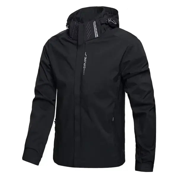 Mens waterproof rain jacket polyester hooded hiking - M / B4-49-6266hei