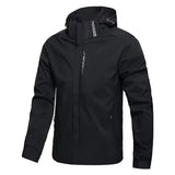 Mens waterproof rain jacket polyester hooded hiking - M / B4-49-6266hei
